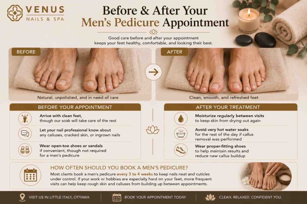 Before and After Your Men's Pedicure Near Me in Ottawa Appointment